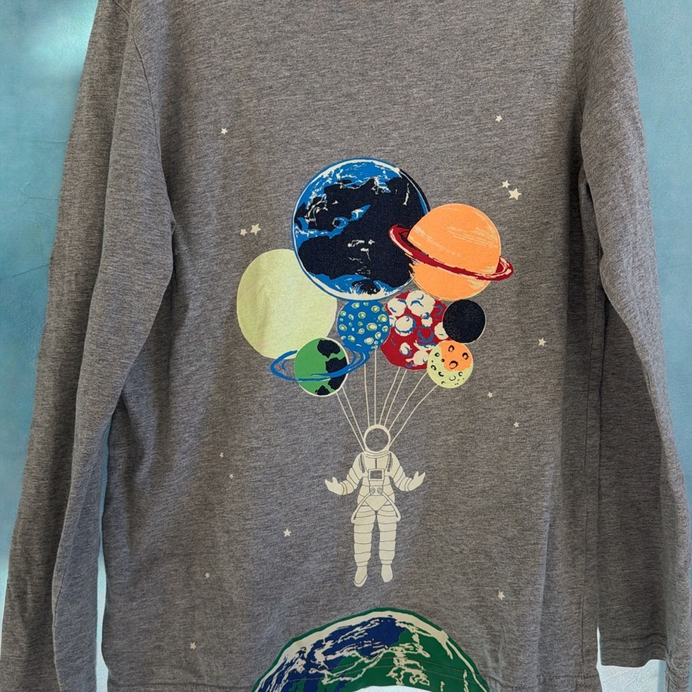 Mini Boden Cosmic Adventure Long Sleeve Shirt - Gray